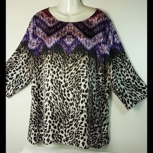Chico's Plus Size (3) Animal Print Top